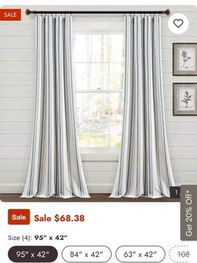 Striped Window Curtains -6 panels